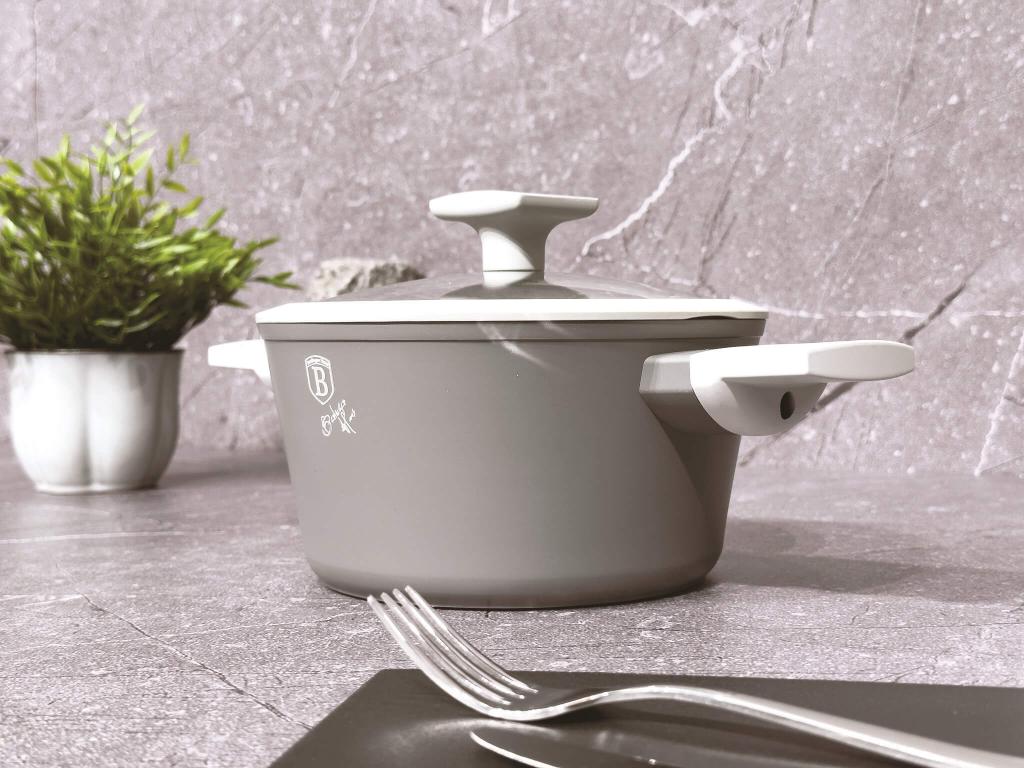 Berlinger Haus BH/7066 Aspen Collection Kasserolle in Grau mit Deckel Topf Durchmesser 20 cm