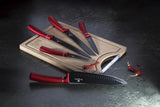 Berlinger Haus Metallic Line Burgundy BH/2552A Messer Set 6-tlg. in rot mit Schneidebrett aus Bambus