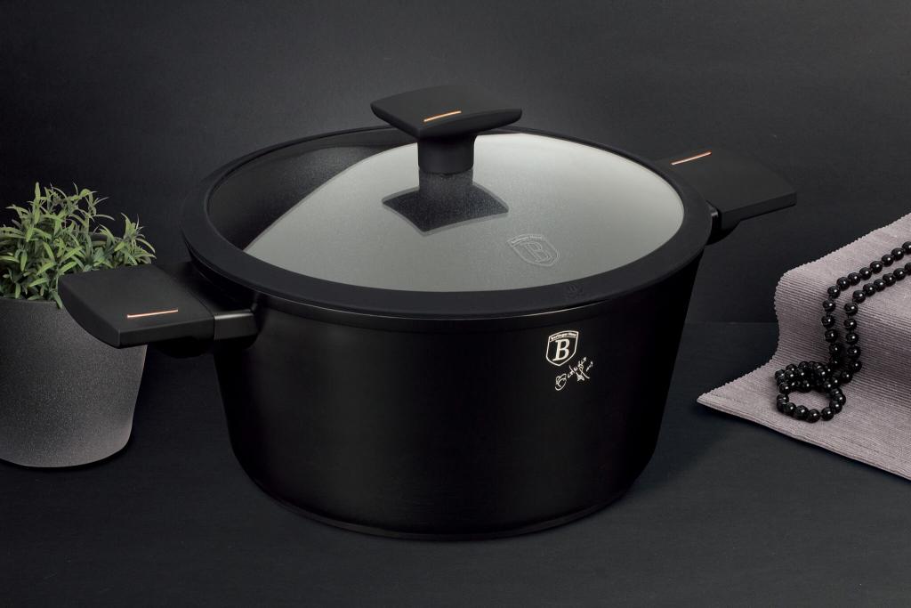 Berlinger Haus BH/7086 Monaco Collection Kasserolle in Schwarz mit Deckel Topf Durchmesser 20 cm