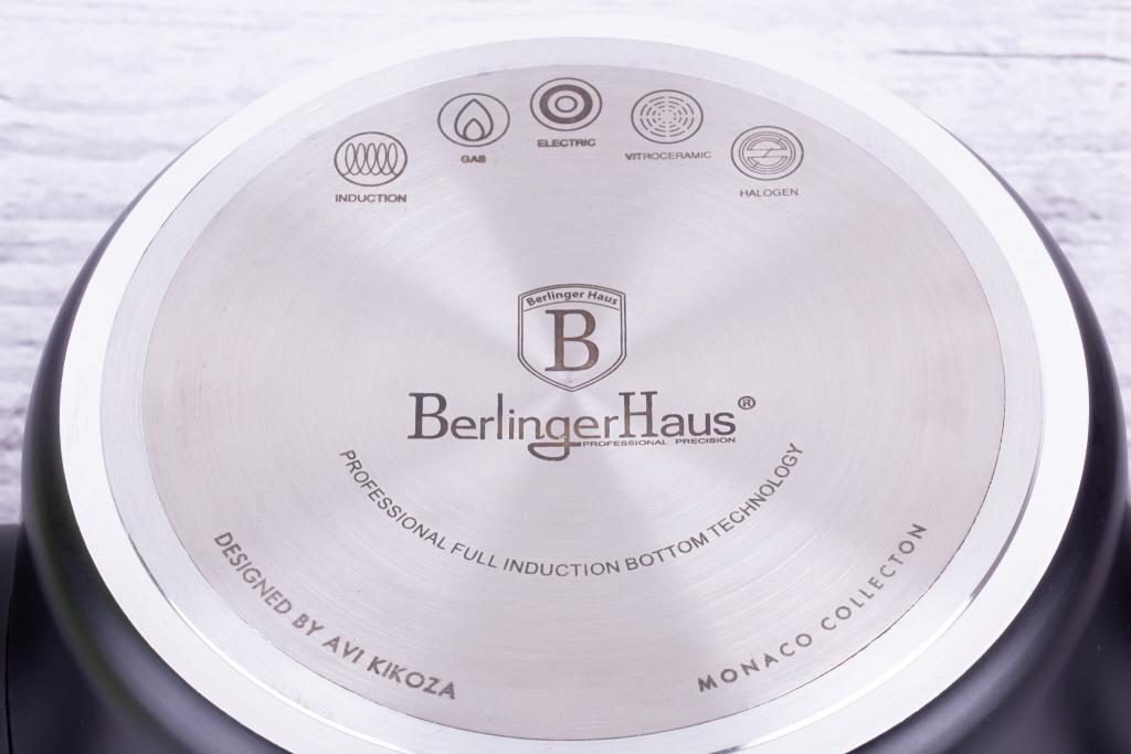 Berlinger Haus BH/7086 Monaco Collection Kasserolle in Schwarz mit Deckel Topf Durchmesser 20 cm