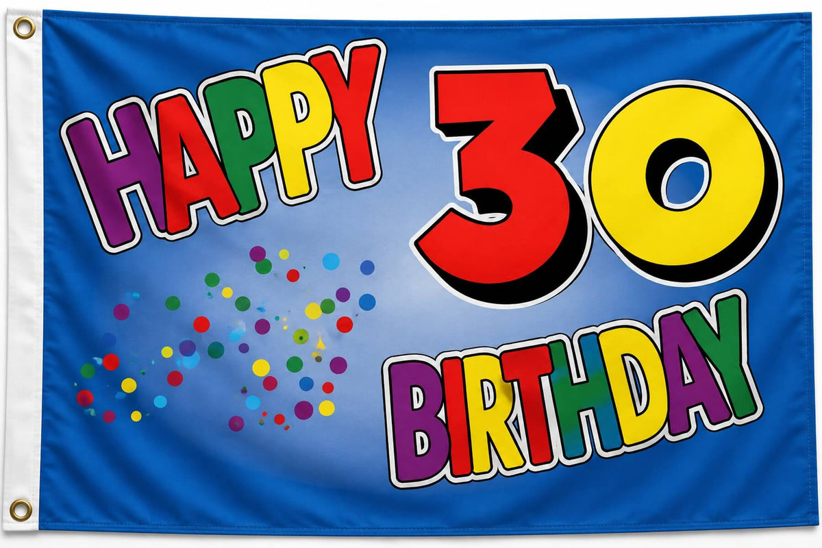 Flagge 30. Geburstag Happy Birthday 90x150 cm mit 2 Ösen