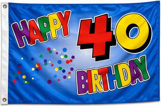 Flagge Geburtstag 40 Jahre Happy Birthday 90x150 cm mit 2 Ösen