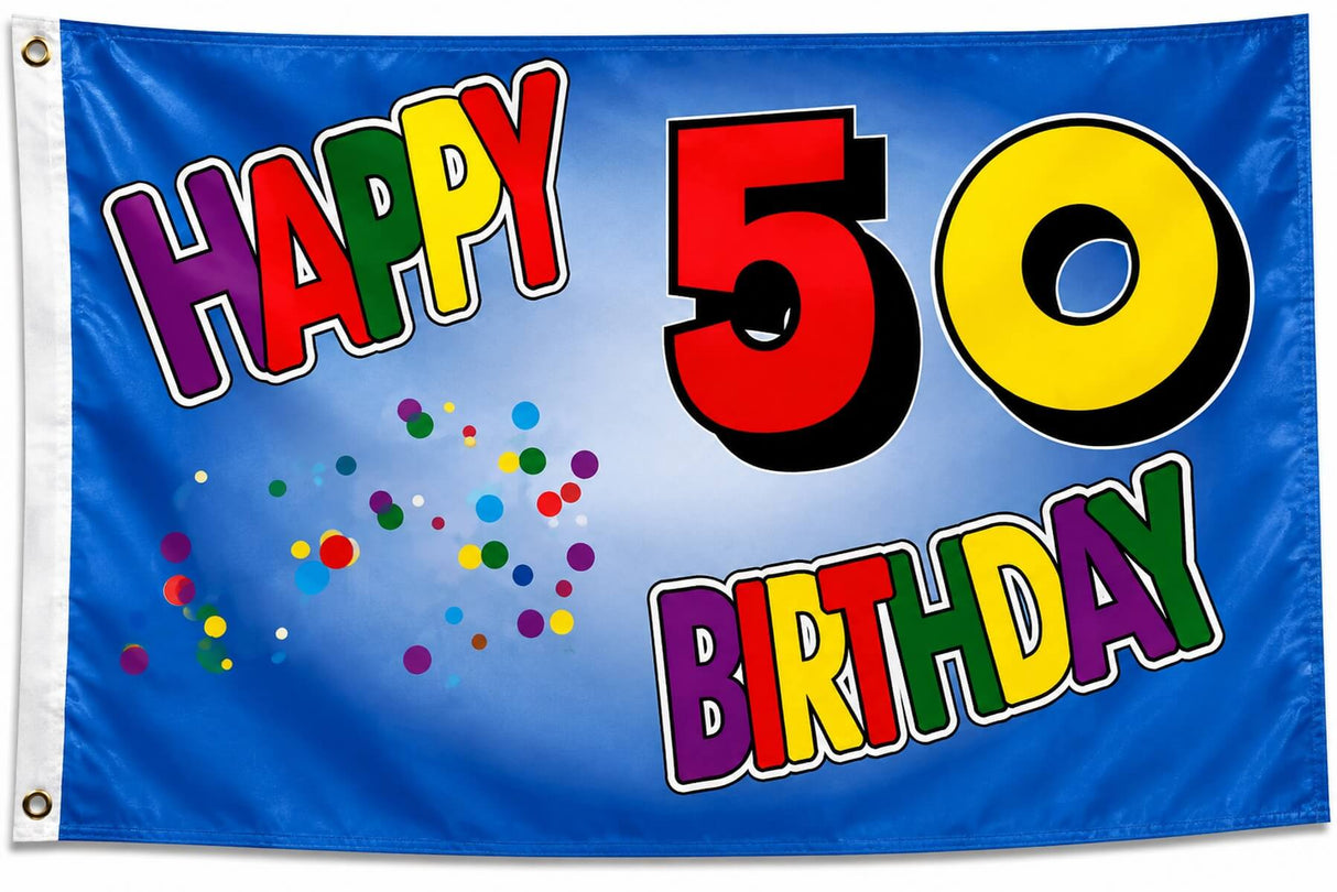 Flagge Geburtstag 50 Jahre Happy Birthday 90x150 cm mit 2 Ösen
