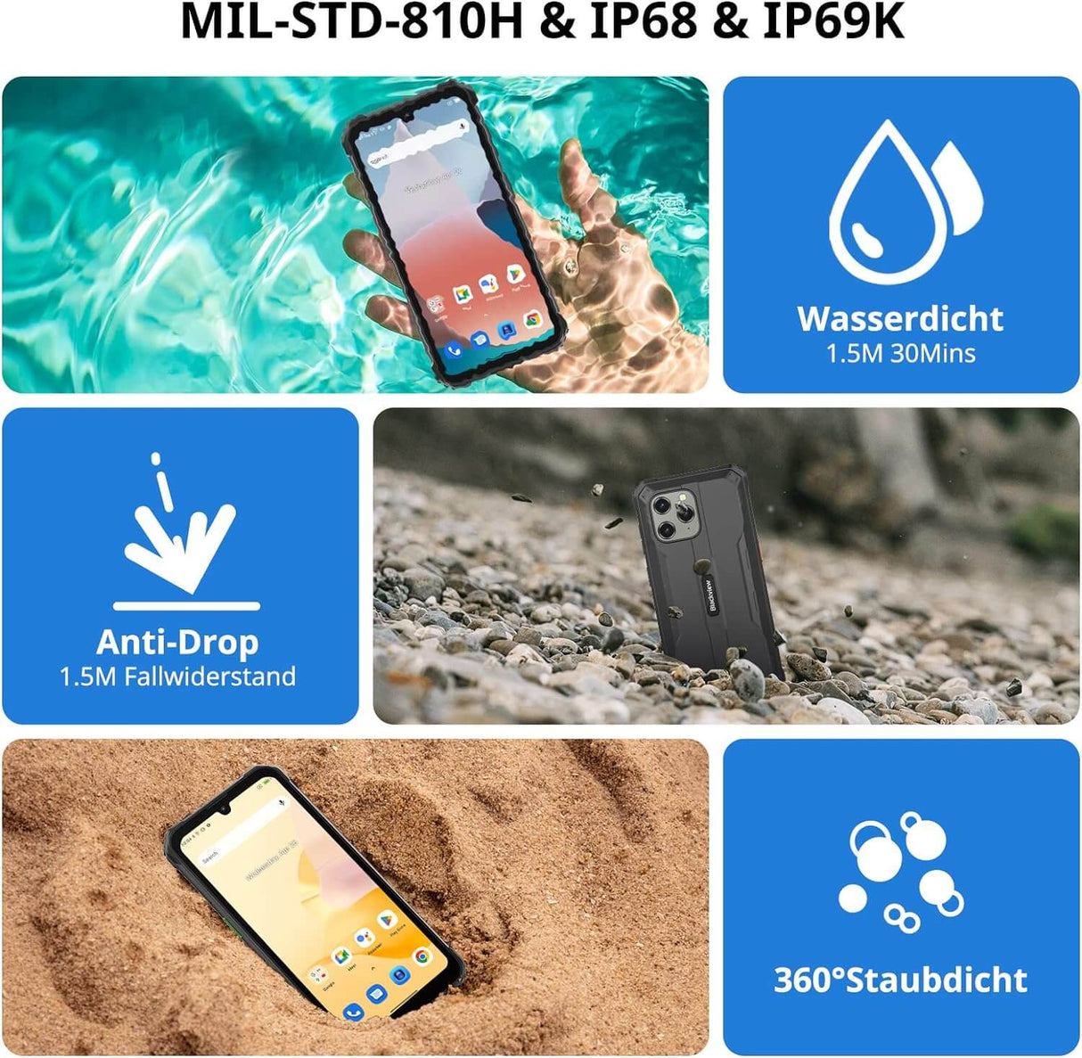 Blackview BV5300 pro Black Rugged Smartphone, Outdoorhandy mit 7 GB RAM und 64 GB Speicher