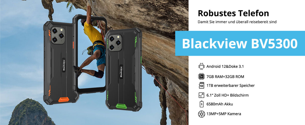 Blackview BV5300 pro Black Rugged Smartphone, Outdoorhandy mit 7 GB RAM und 64 GB Speicher