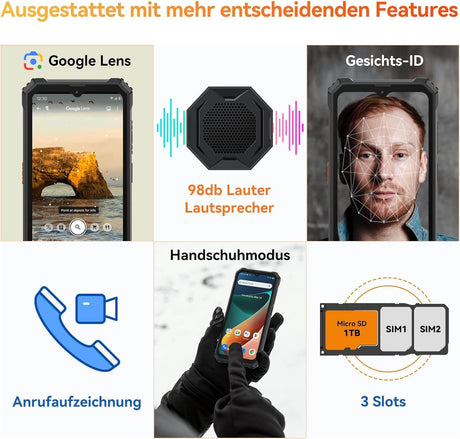 Blackview BV6200Pro Smartphone Grün mit 8GB RAM / 128GB ROM Vorderseite im rechten Profil