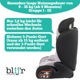 Blij´r Ivo Grau/schwarz I-Size Kinder Autositz mit gratis Rücksitz Organizer