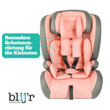 Blij´r Ivo pink/grau I-Size Kinder Autositz mit Wumbi Sonnenschutz