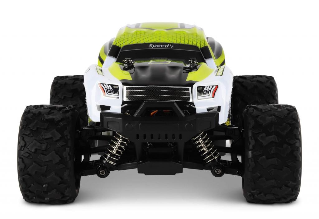 blijÂ´r speedÂ´r RC Monstertruck mit giftgrÃ¼ner Ersatzkarosserie Frontalansicht