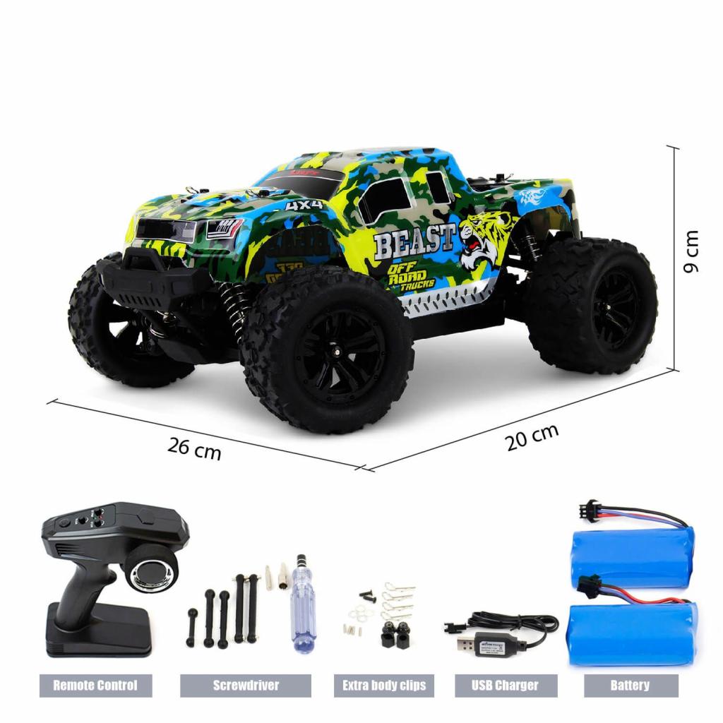 Blij´r Beast Blue ferngesteuertes RC Auto 45 km/h, 1:18, 2 Akkus, Allrad, 100m, Monstertruck