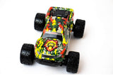 Vorderansicht des BlijÂ´r Beast Rc Monstertruck in gelb-rot