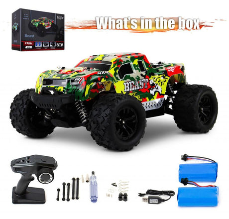 Lieferumfang des BlijÂ´r Beast rot RC Monstertruck