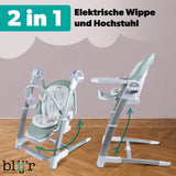 Blij'r Guusje 3in1 Hochstuhl, Babyschaukel & Esszimmerstuhl Minzgrün Babywippe