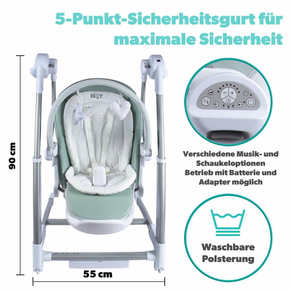 Wippfunktion des Blijr Guusje Baby-& Kinderstuhl Grau