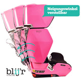 Blij´r Uniek Pink Kindersitz mit Rücksitz Organizer | von 3,5 bis 12 Jahren, höhenverstellbar bis 150 cm, 3-Punktgurt