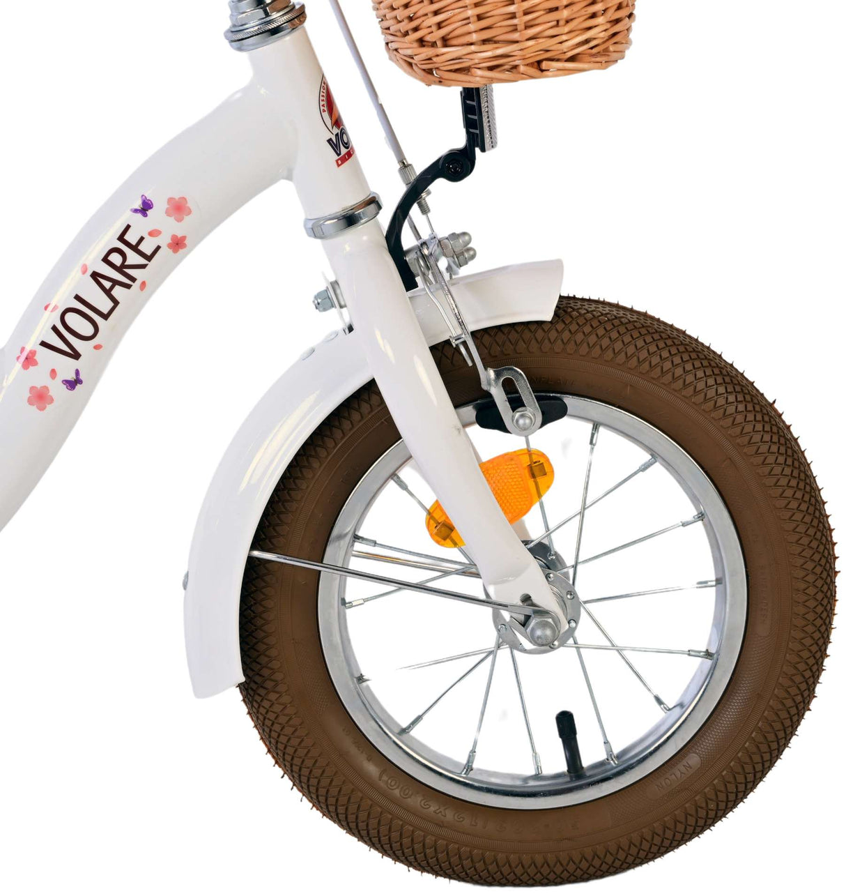 Volare Blossom Kinderfahrrad für Mädchen - 12 Zoll in Weiß für sicheres Fahren