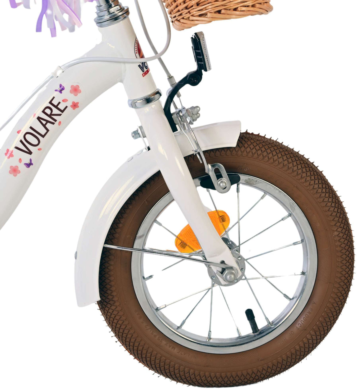 Volare Blossom Kinderfahrrad für Mädchen - 12 Zoll - Weiß mit Handbremsen