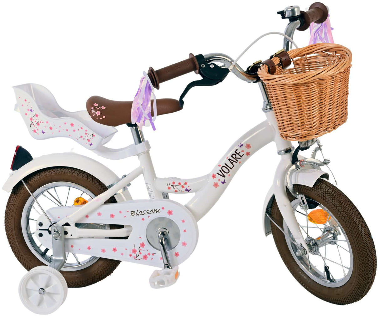 Volare Blossom Kinderfahrrad für Mädchen - 12 Zoll in Weiß für sicheres Fahren