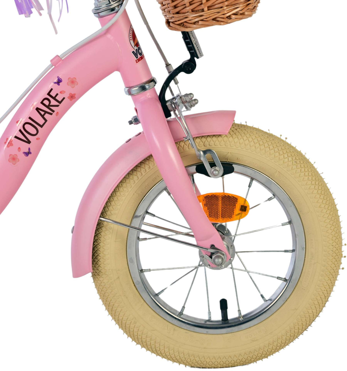 Volare Blossom Kinderfahrrad für Mädchen - 12 Zoll in Rosa mit zwei Handbremsen