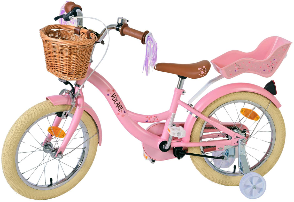 Volare Blossom Kinderfahrrad für Mädchen - 16 Zoll in Rosa für Kinder von 4 bis 6 Jahren