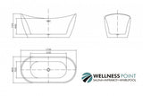 PureHaven freistehende Luxus Acryl-Badewanne 170x80cm elegant inkl. Siphon und Überlaufschutz leicht zu pflegende Oberfläche extra starker Rahmen Weiß
