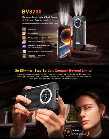 USPs für die Taschenlampe und Lichtverhältnisse des Vorderseite des Blackview BV8200