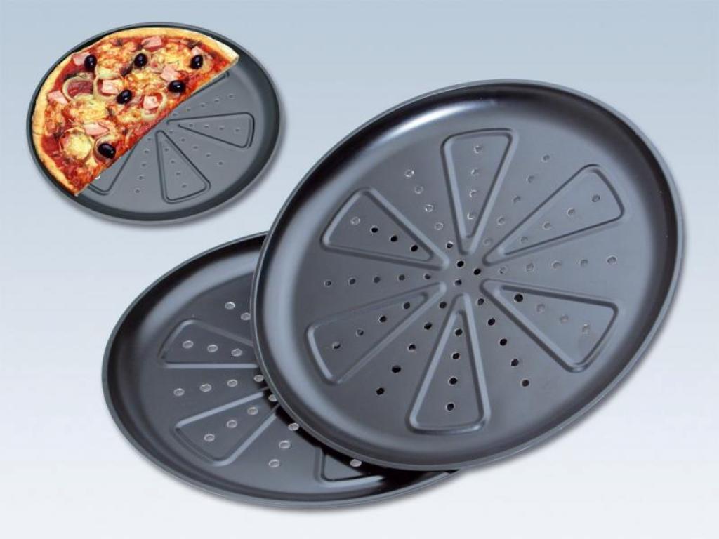 2er Set - CHG Pizza-Backblech antihaftbeschichtet Durchmesser: 28 cm Pizzablech Pizza Emaile