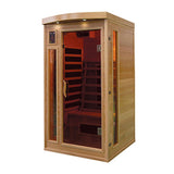 PureHaven Infrarotkabine 90x90x190 cm aus Pacific Coast Hemlock-Holz Bluetooth-Soundsystem Timer Lichttherapie in 4 Farben digitale Steuerung
