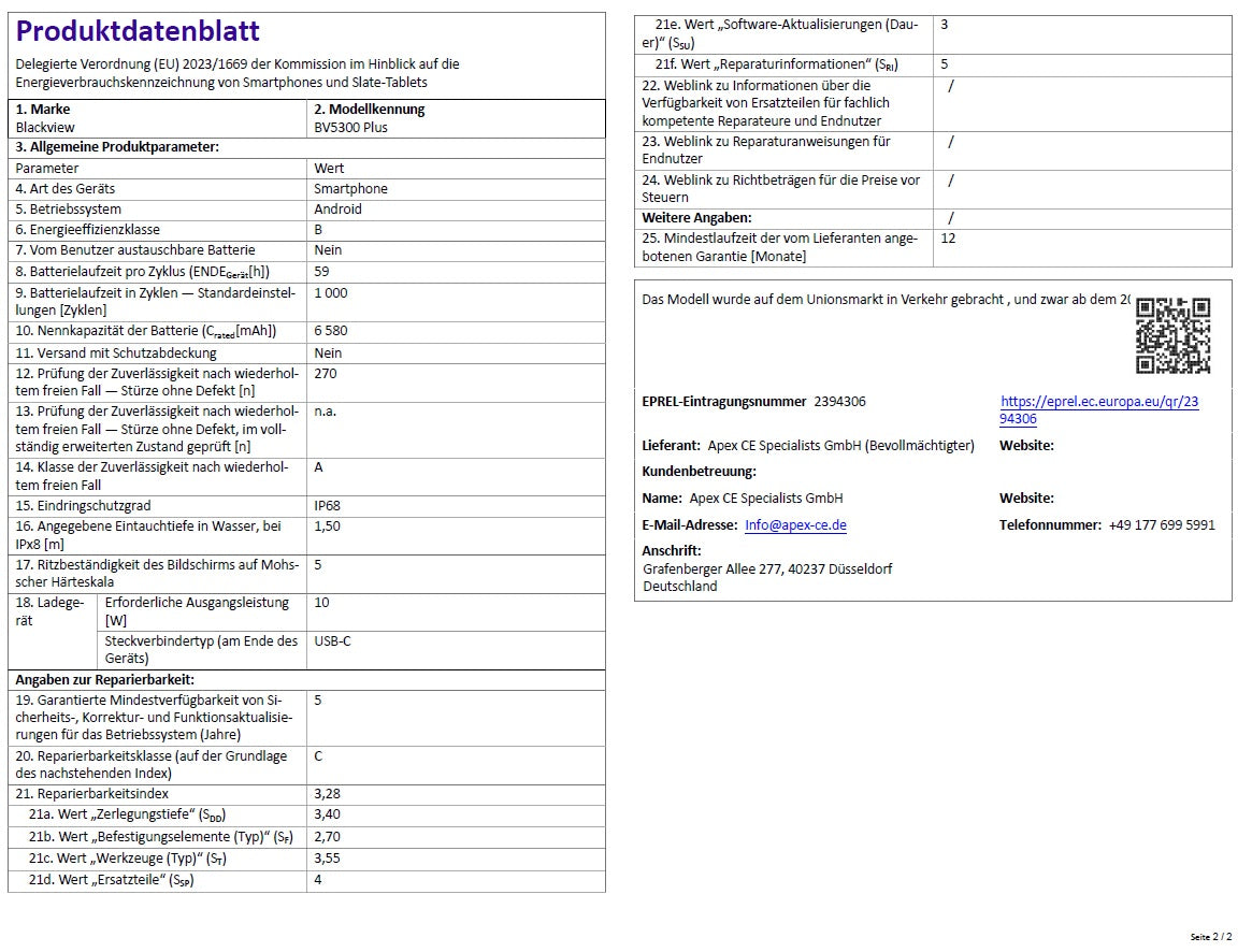 Produktdatenblatt