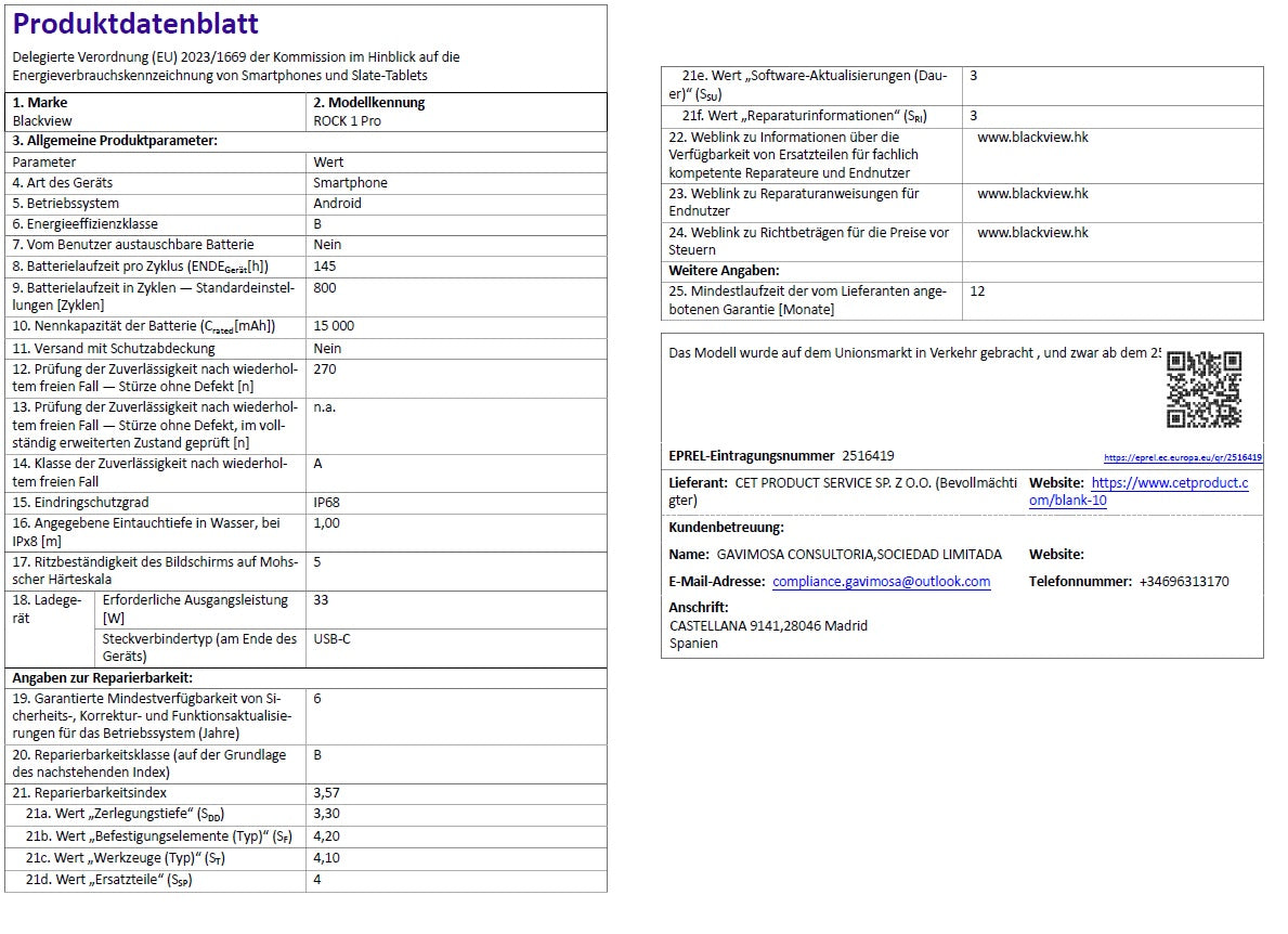 Produktdatenblatt