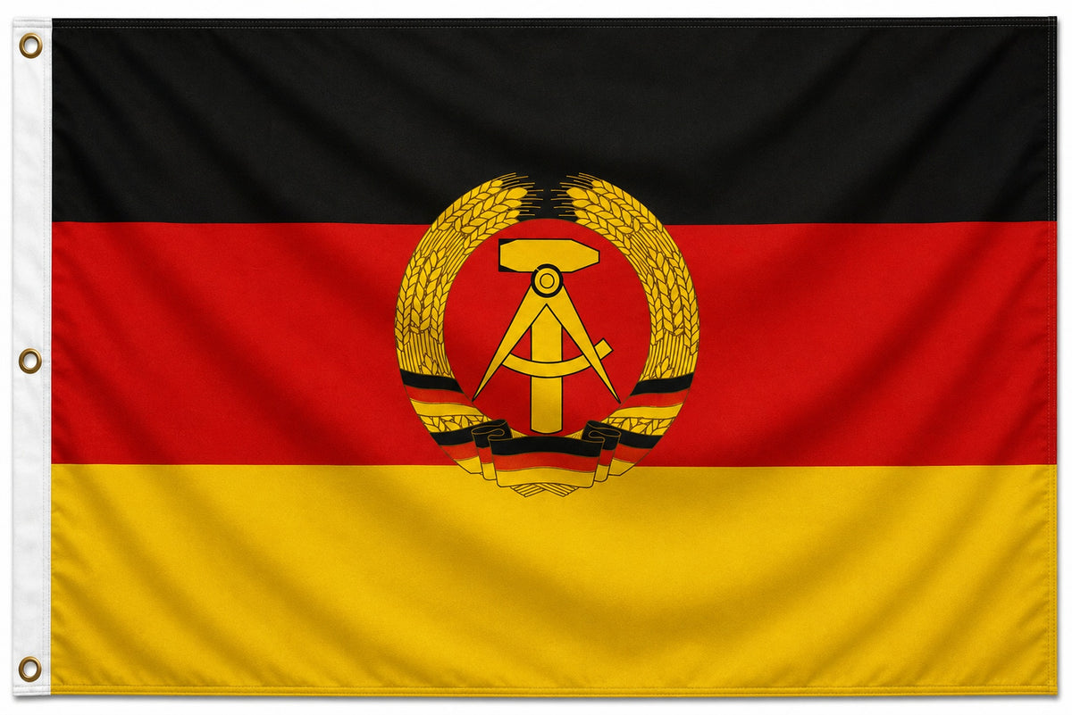 XXL Flagge DDR 250 x 150 cm mit 3 Messingösen 100 g/m² Fahne Sturmfahne Sturmflagge