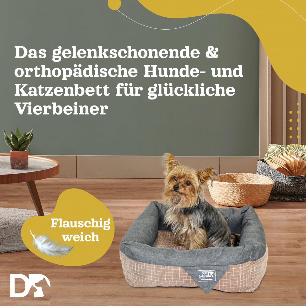 DEAR DARLING DD-06 Luxus Hundebett Katzenbett Braun Anthrazit Memoryschaum Matratze Gr. S,M, L