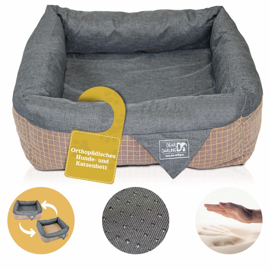 DEAR DARLING DD-06 Luxus Hundebett Katzenbett Braun Anthrazit Memoryschaum Matratze Gr. S,M, L