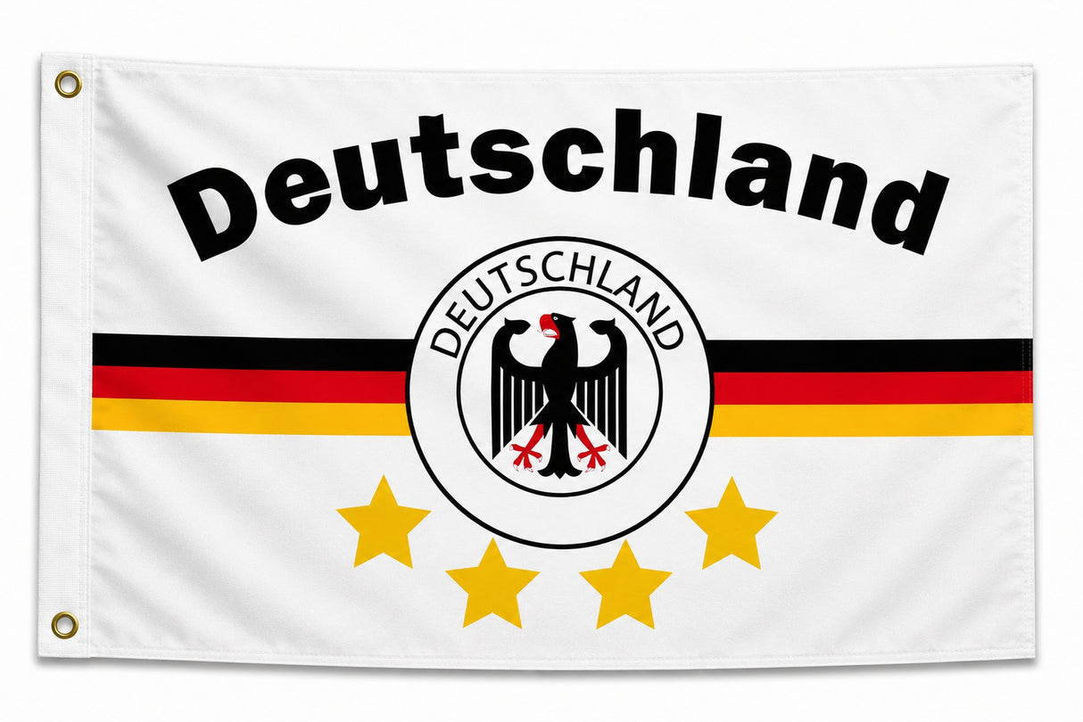 Flagge Deutschland 17 WEISS 4 STERNE 90 x 150 cm mit 2 Messingösen