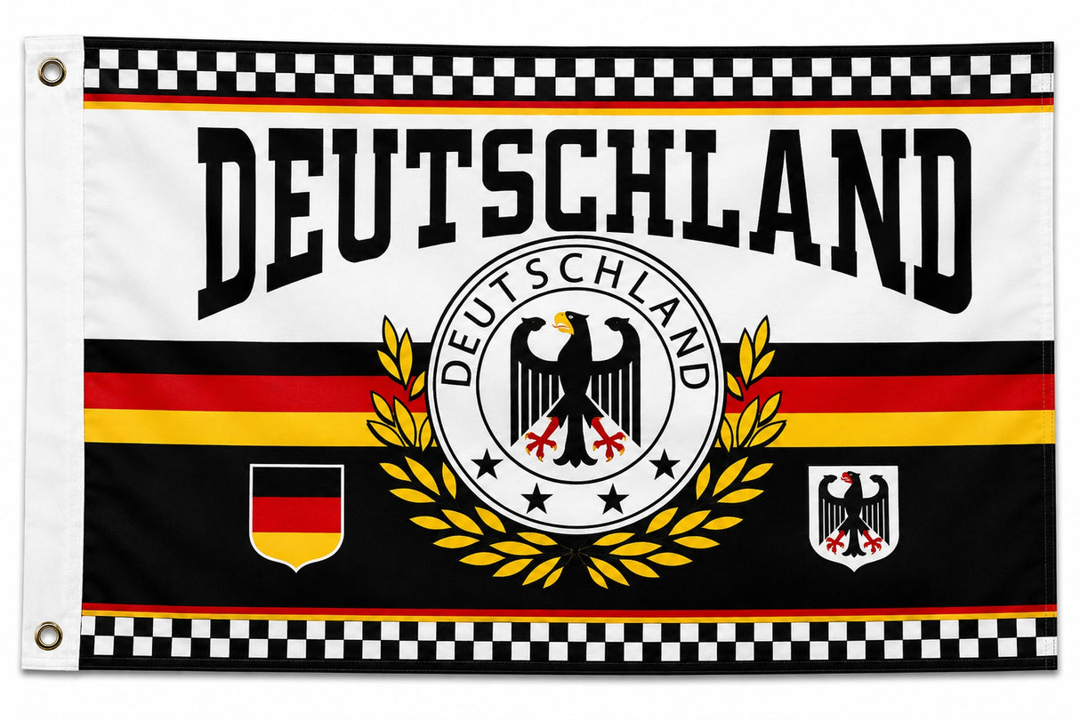 XXL Flagge DEUTSCHLAND 2 LORBEERKRANZ 250 x 150 cm mit 3 Messingösen