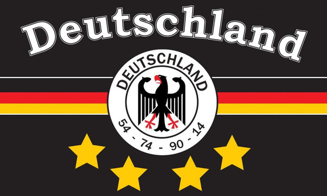 Flagge DEUTSCHLAND 7 FuÃŸball 4 STERNE schwarz 90 x 150 cm