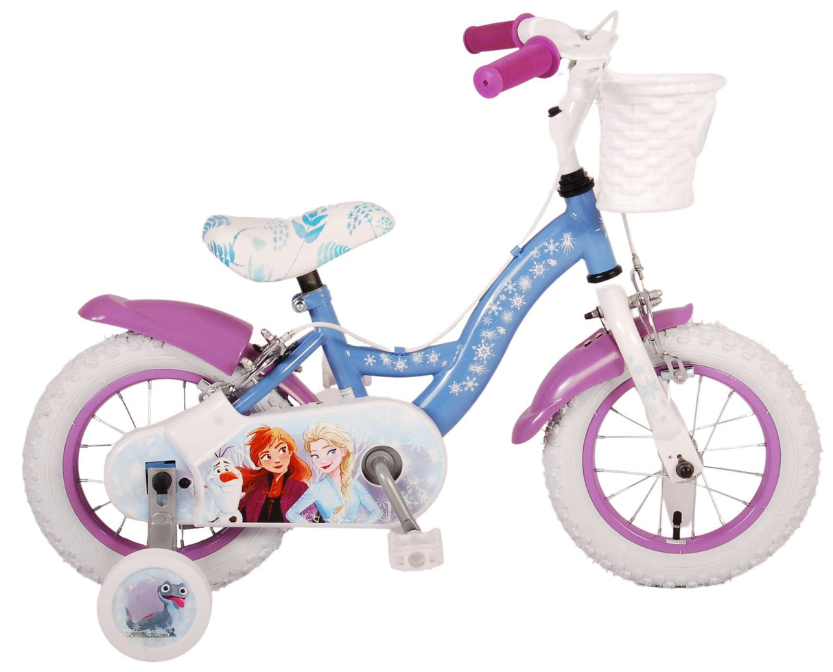 Volare Disney Frozen 2 12-Zoll-Kinderfahrrad Blau/Lila mit zwei Handbremsen - Sicherheit, Spaß und Stil in einem!