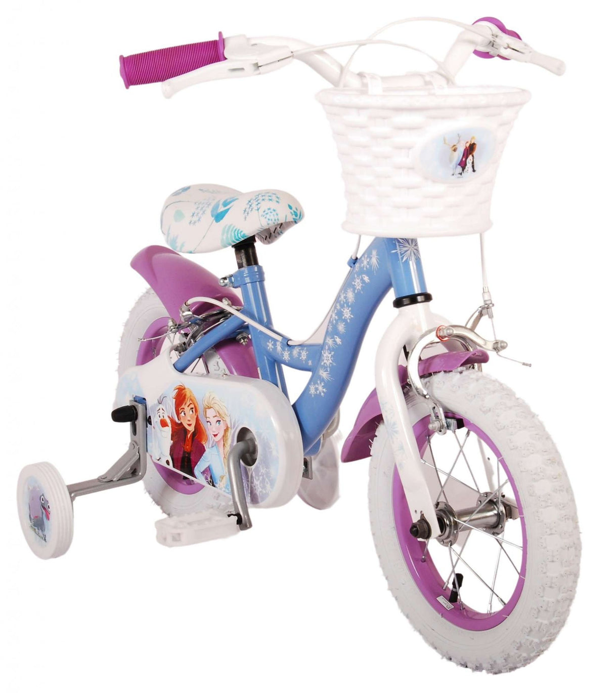 Volare Disney Frozen 2 12-Zoll-Kinderfahrrad Blau/Lila mit zwei Handbremsen - Sicherheit, Spaß und Stil in einem!