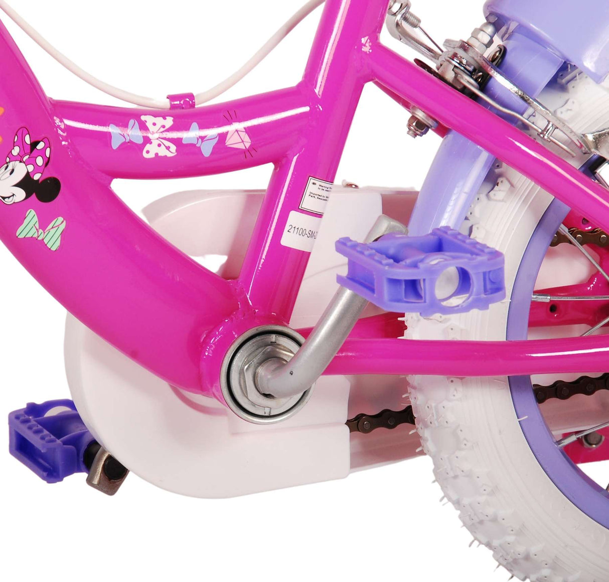 Volare Disney Minnie Cutest Ever Kinderfahrrad - 12 Zoll - Pink - 2 Handbremsen, abnehmbare Stützräder, offiziell lizenziertes Produkt