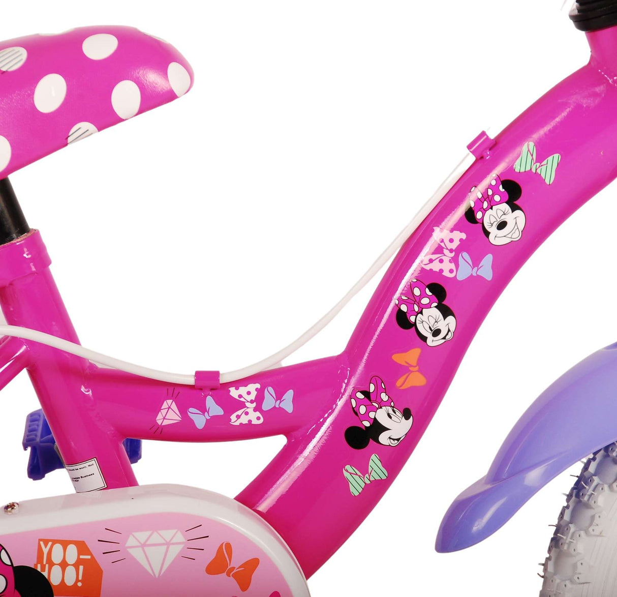 Volare Disney Minnie Cutest Ever Kinderfahrrad - 12 Zoll - Pink - 2 Handbremsen, abnehmbare Stützräder, offiziell lizenziertes Produkt