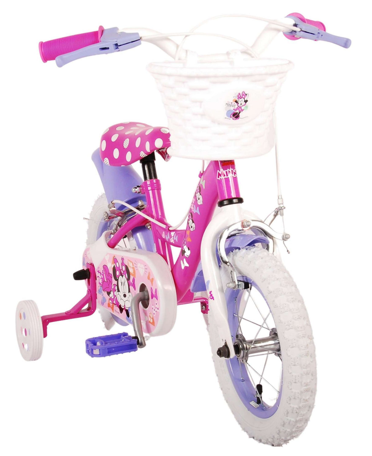 Volare Disney Minnie Cutest Ever Kinderfahrrad - 12 Zoll - Pink - 2 Handbremsen, abnehmbare Stützräder, offiziell lizenziertes Produkt
