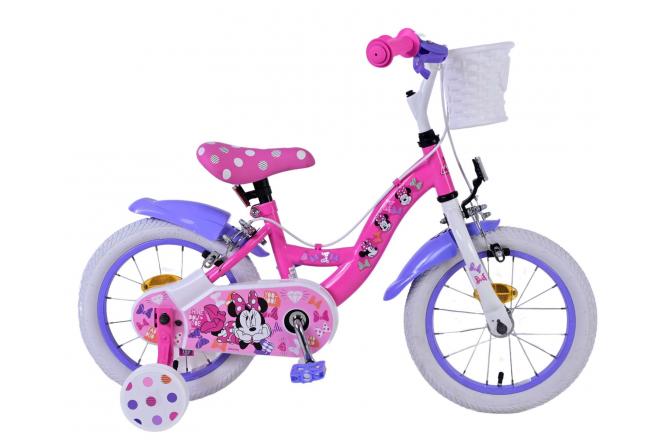 Volare Disney Minnie Cutest Ever 14 Zoll Kinderfahrrad Pink - Sicherheit und Komfort mit abnehmbaren Seitenrädern und Korb