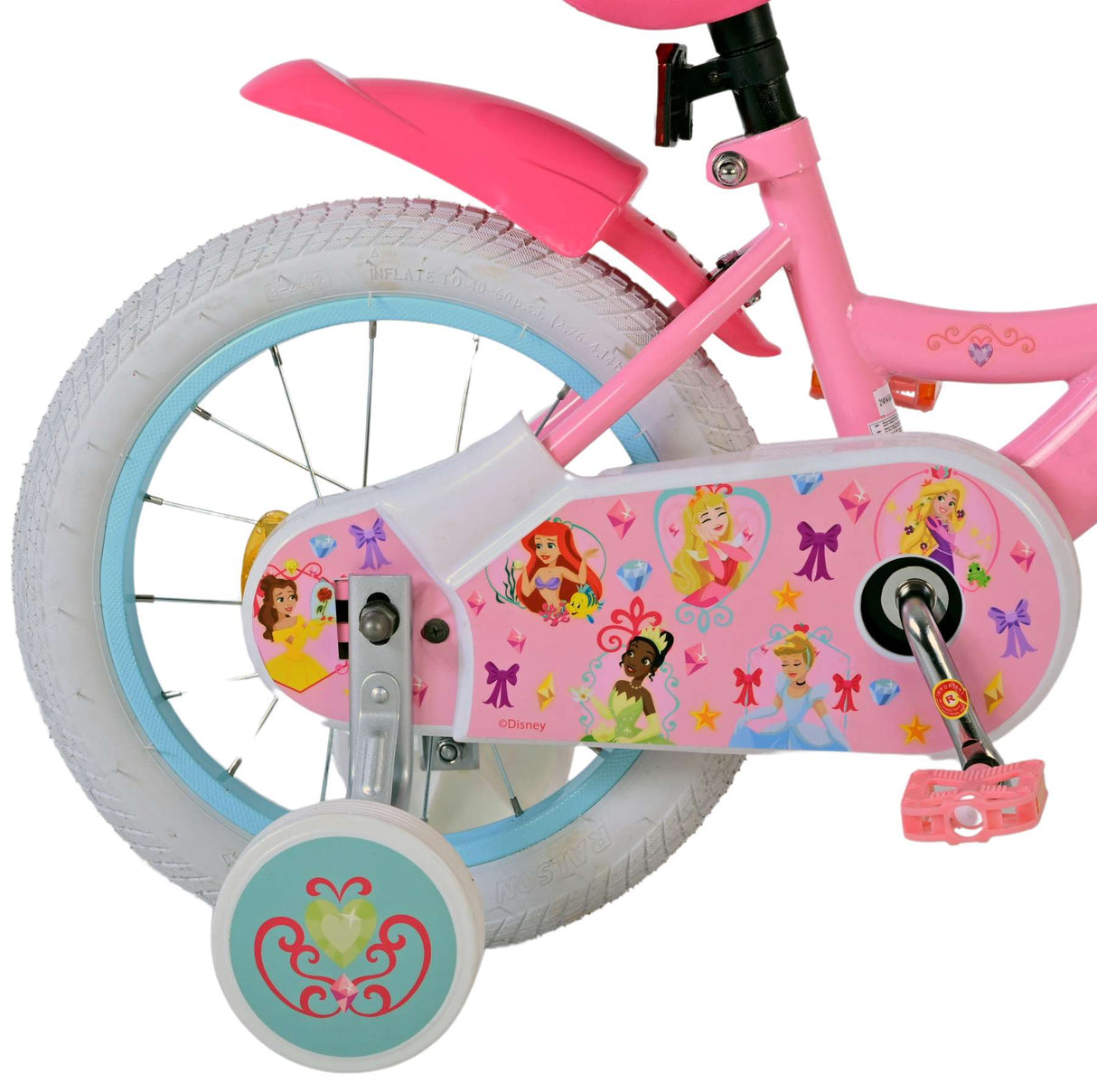 Volare Disney Princess Kinderfahrrad für Mädchen - 14 Zoll in Rosa für Kinder von 3,5 bis 5 Jahren