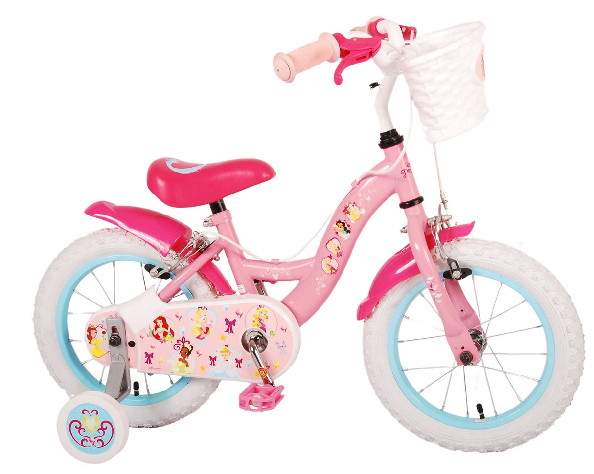 Volare Disney Princess 14 Zoll Kinderfahrrad Pink mit zwei Handbremsen - Sicherheit, Komfort und Spaß in einem!