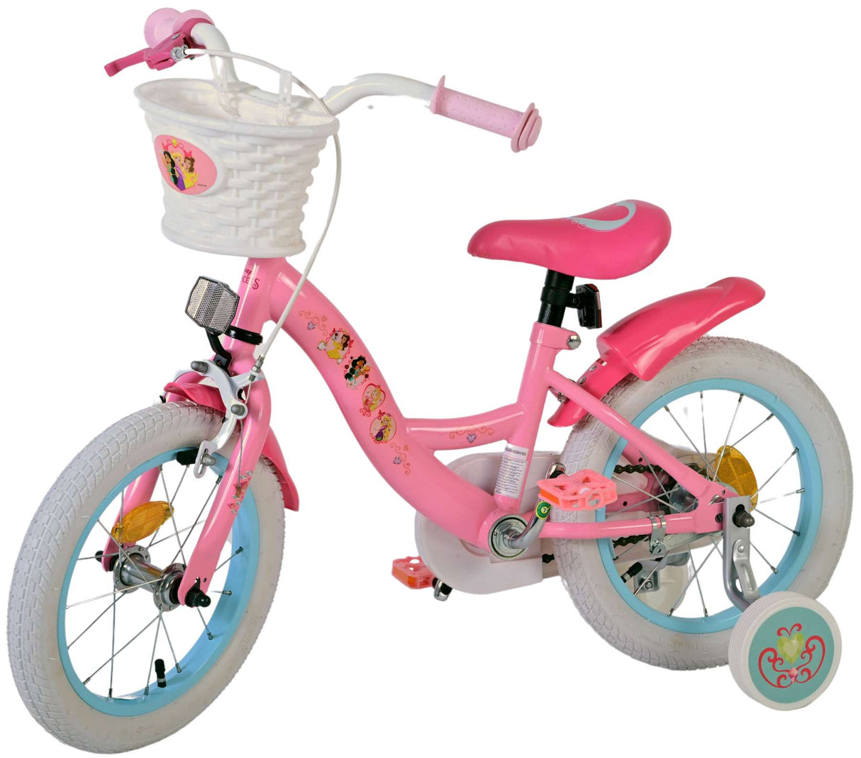 Volare Disney Princess Kinderfahrrad für Mädchen - 14 Zoll in Rosa für Kinder von 3,5 bis 5 Jahren