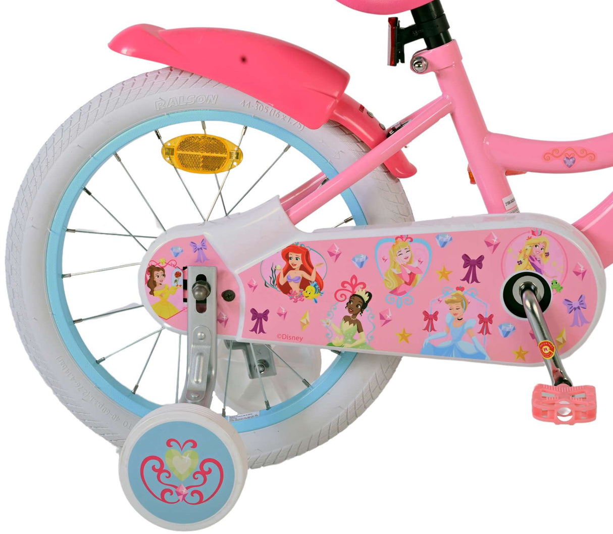 Volare Disney Princess Kinderfahrrad für Mädchen - 16 Zoll in Rosa für Kinder von 4 bis 6 Jahren