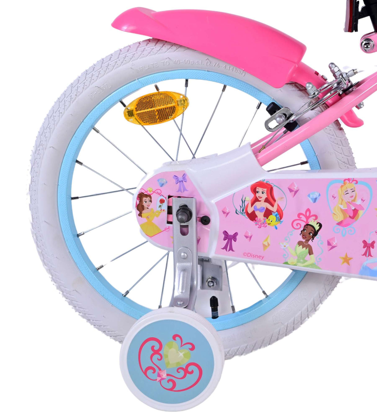 Volare Disney Princess Kinderfahrrad - Mädchen - 16 Zoll - Rosa - Zwei-Hand-Bremsen