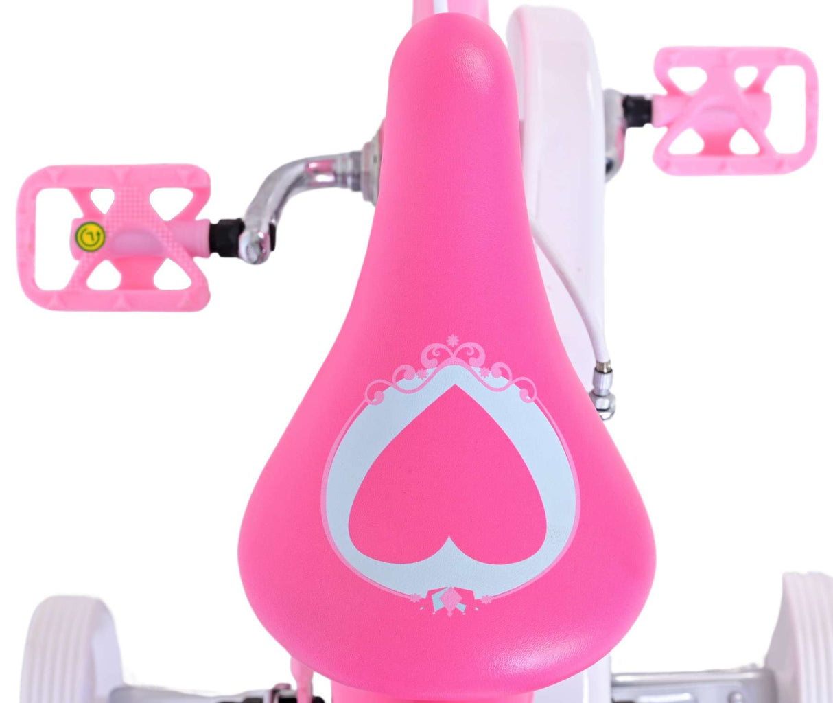 Volare Disney Princess 12 Zoll Kinderfahrrad Pink - Prinzessinnenfahrrad mit abnehmbaren Seitenrädern und 2 Handbremsen