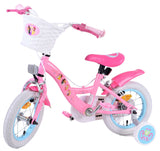 Volare Disney Princess 12 Zoll Kinderfahrrad Pink - Prinzessinnenfahrrad mit abnehmbaren Seitenrädern und 2 Handbremsen