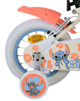 Volare Disney Stitch Kinderfahrrad für Mädchen - 12 Zoll mit zwei Handbremsen in Creme Koralle Blau